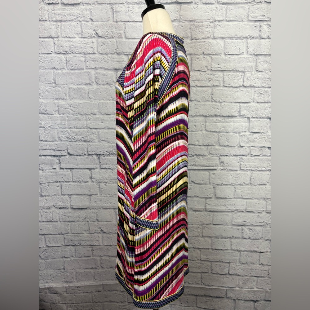 BCBG Max Azria Mayla Multicolor Striped V-Neck Long Sleeve Dress Size L - Picture 5 of 9